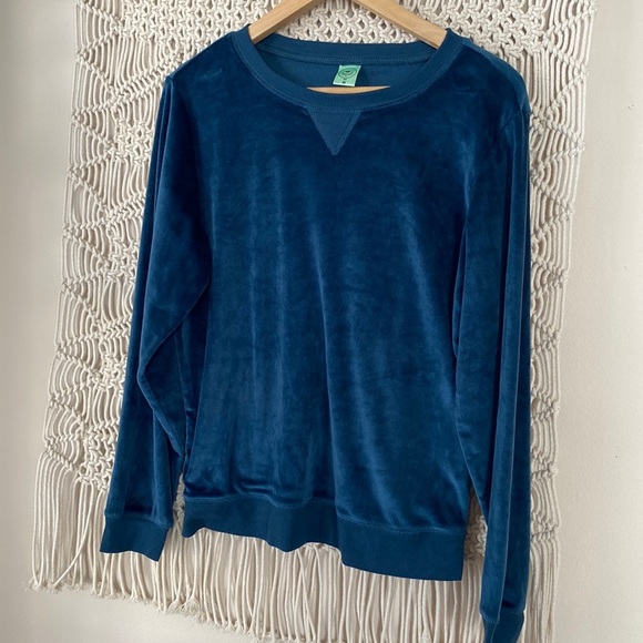 HoneyDew blue velour pullover athletic athleisure sweatshirt top sz medi… - Picture 1 of 5